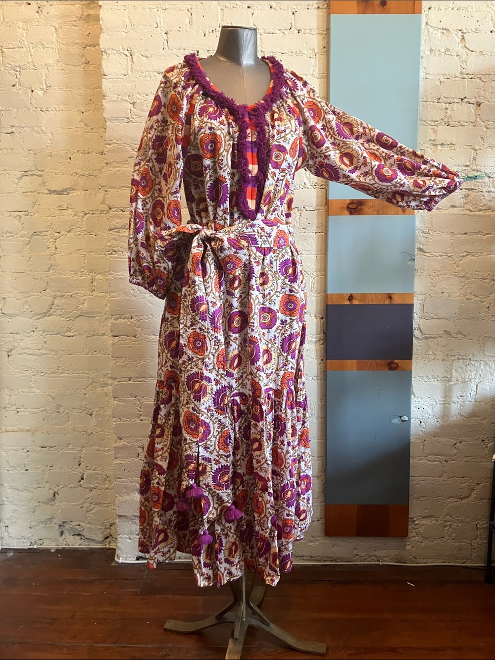 Figue Johanna floral cotton tiered long dress size Large